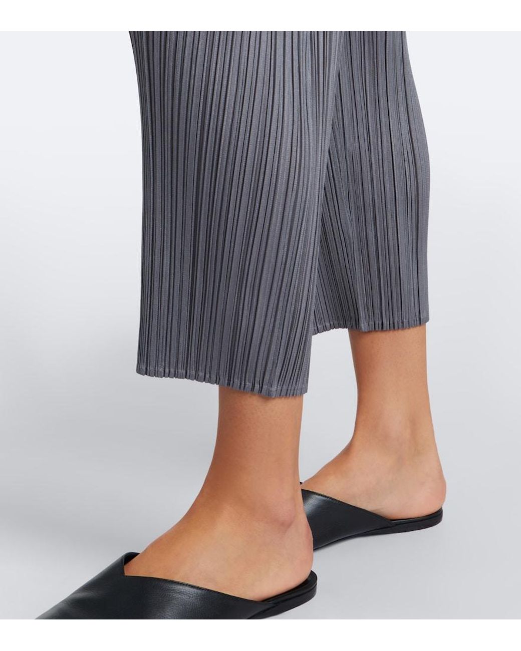 Pleats Please Issey Miyake Blue Basics Cropped Pleated Slim Pants