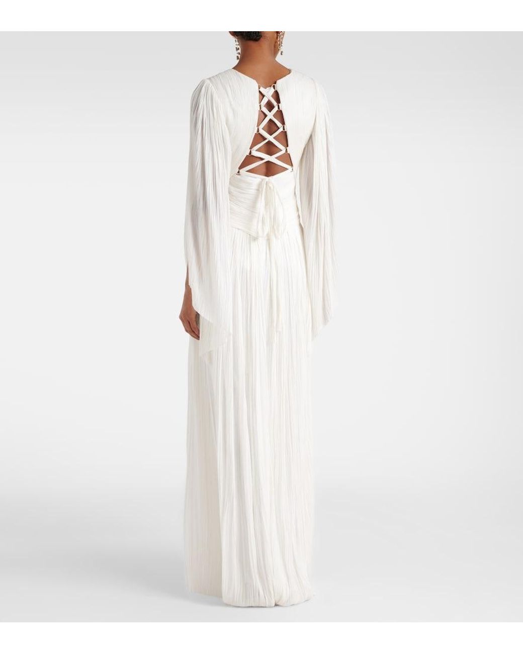 Maria Lucia Hohan White Alana B Plisse Silk Maxi Dress