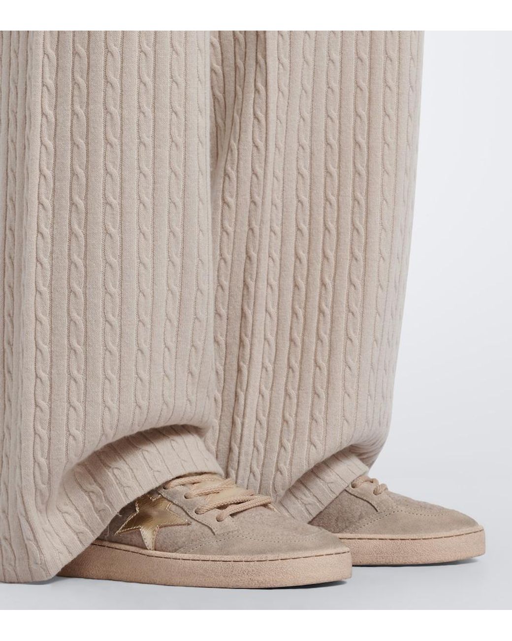 Golden Goose Deluxe Brand Natural Ball Star Suede-Trimmed Sneakers