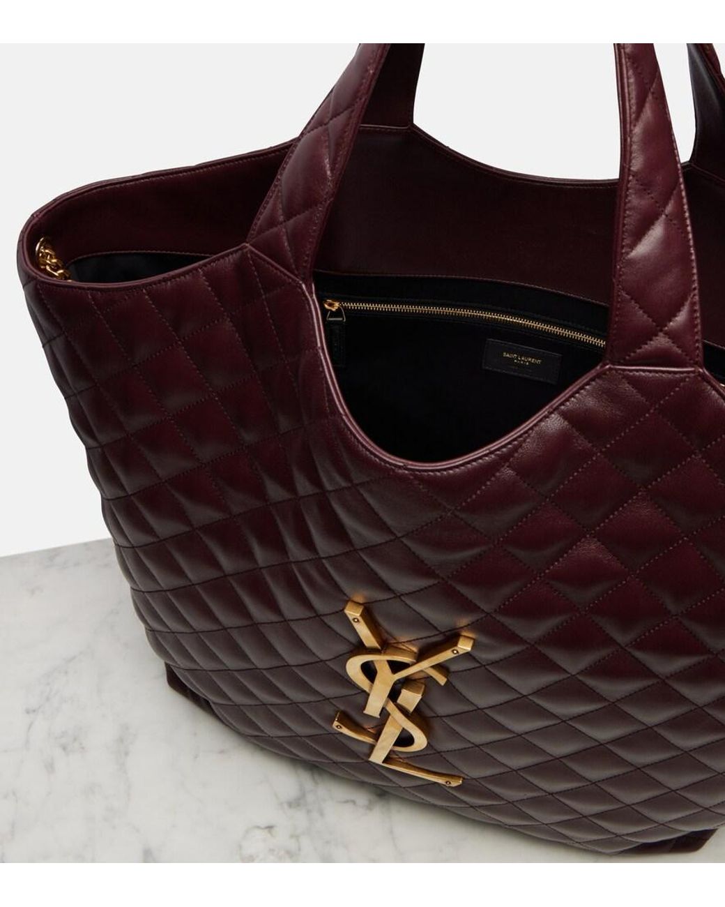 Saint Laurent Red Icare Maxi Quilted Leather Shopper