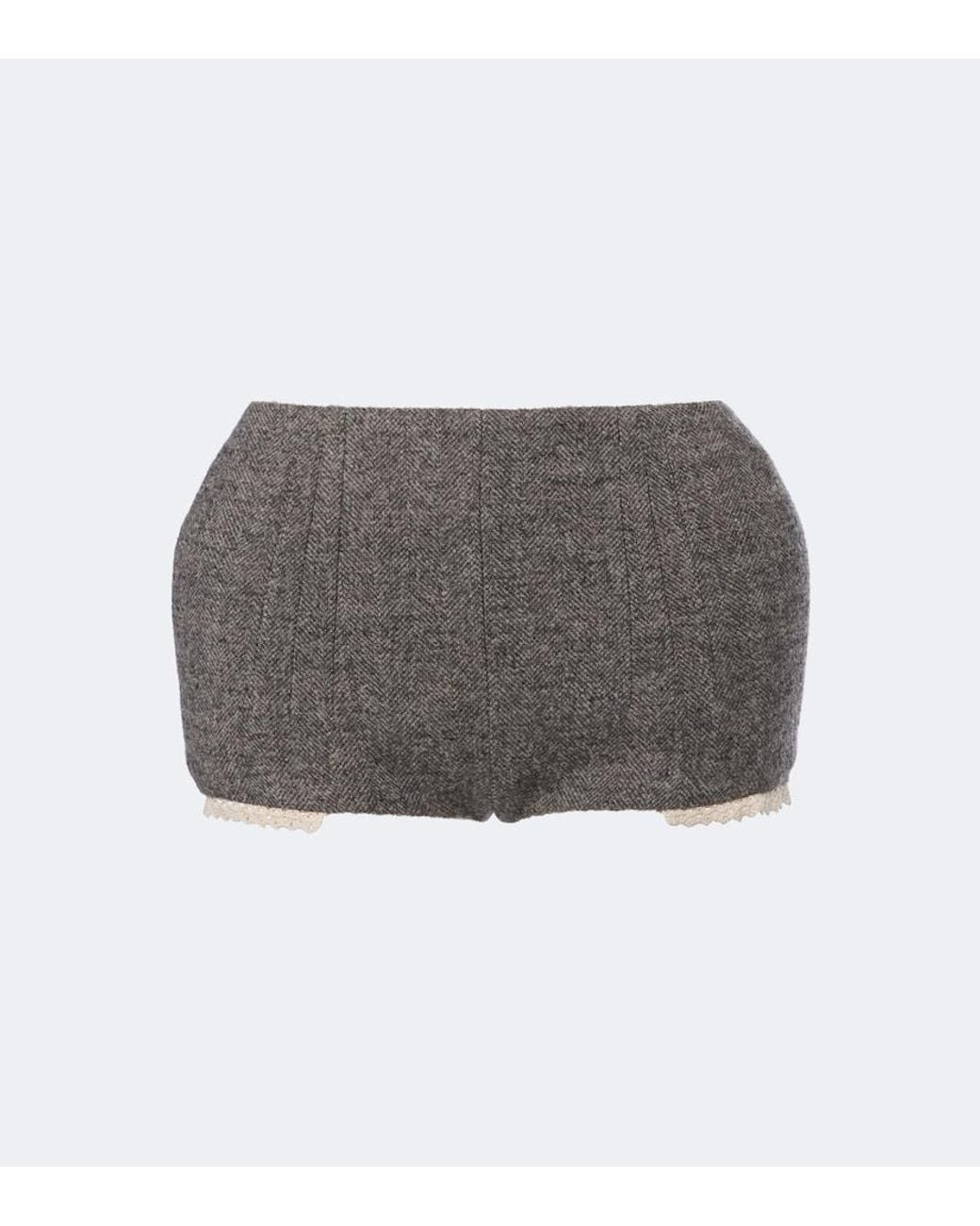 Magda Butrym Gray Herringbone Wool And Cashmere-Blend Shorts