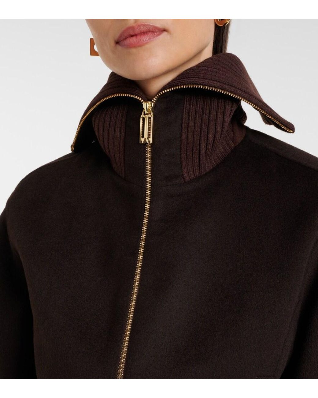 Victoria Beckham Black Wool And Cashmere Bomber Jacket