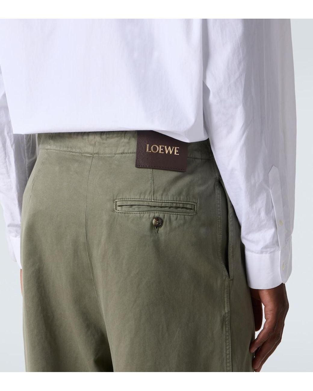 Loewe Green Cotton Belted Trousers for men
