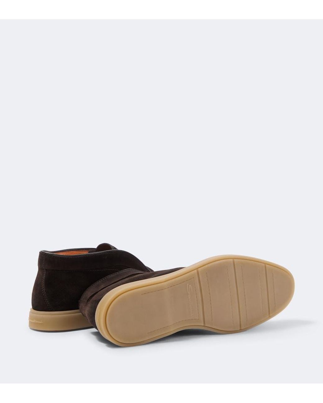 Santoni Brown Suede Desert Boots for men