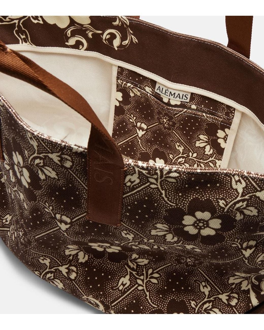 ALÉMAIS Brown Floral Canvas Tote Bag
