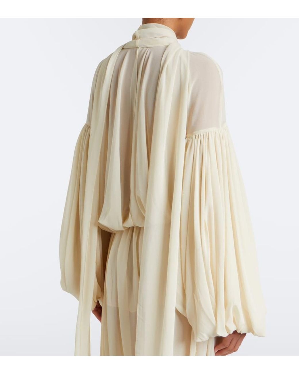 De La Vali White Solana Chiffon Blouse