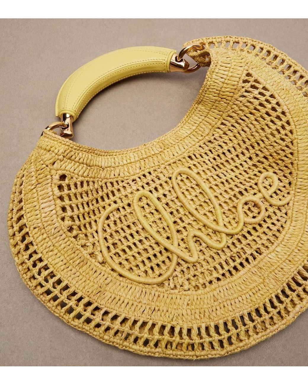 Chloé Metallic Summer Banana Raffia Shoulder Bag
