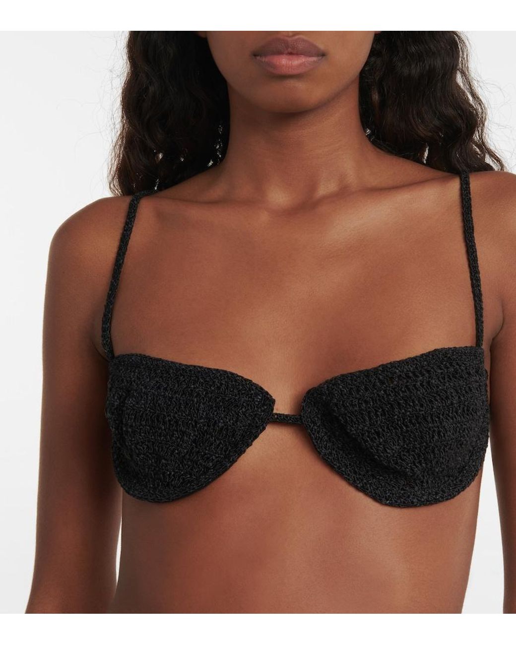 Magda Butrym Black Crocheted Cotton-Blend Bra