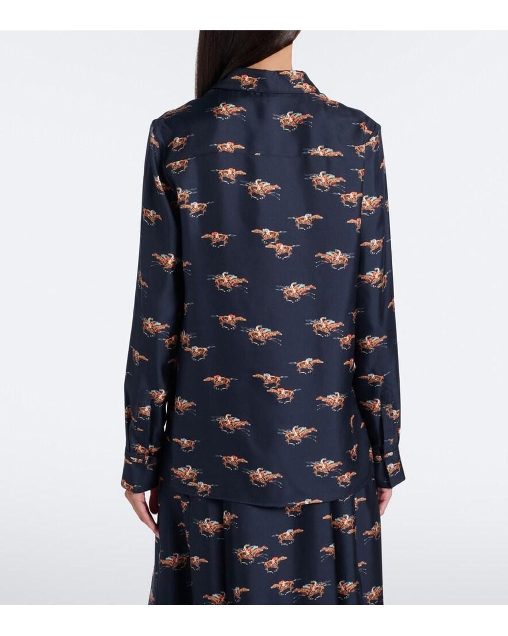 Gabriela Hearst Blue Cruz Printed Silk Twill Shirt