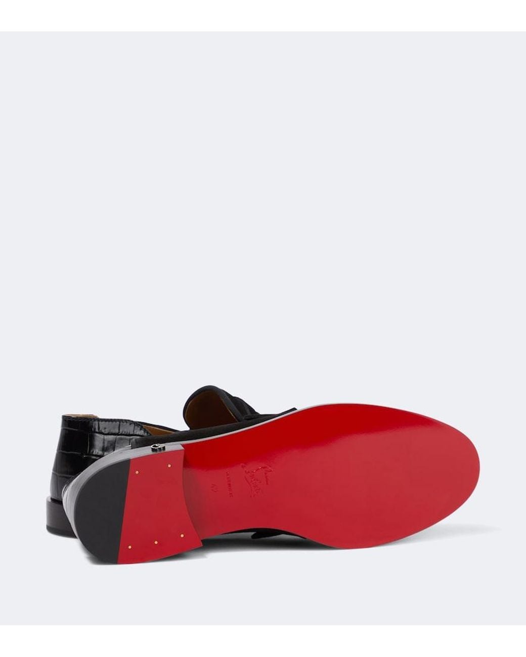 Christian Louboutin Black Penny No Back Suede And Croc-Effect Loafers for men