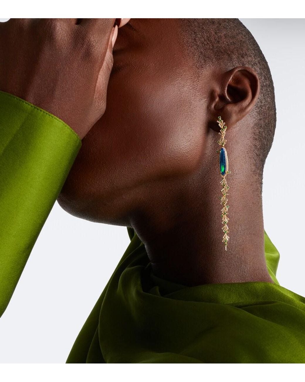 Suzanne Kalan White 18Kt Drop Earrings With Gemstones