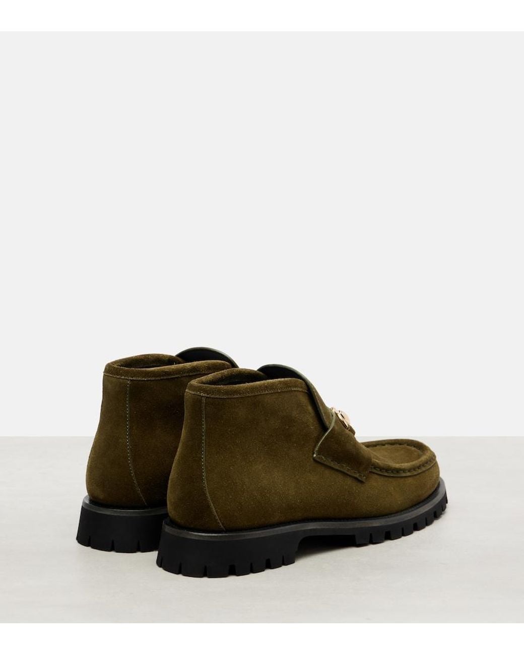 Gucci Green Horsebit Suede Ankle Boots