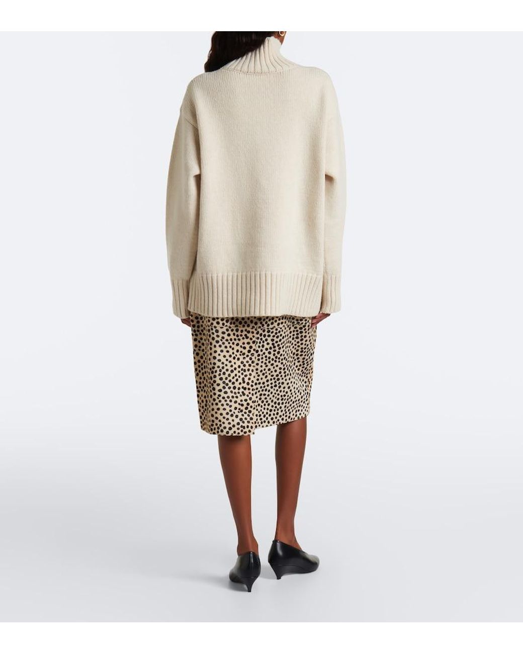 Rohe White Cheetah-Print Calf Hair Pencil Skirt