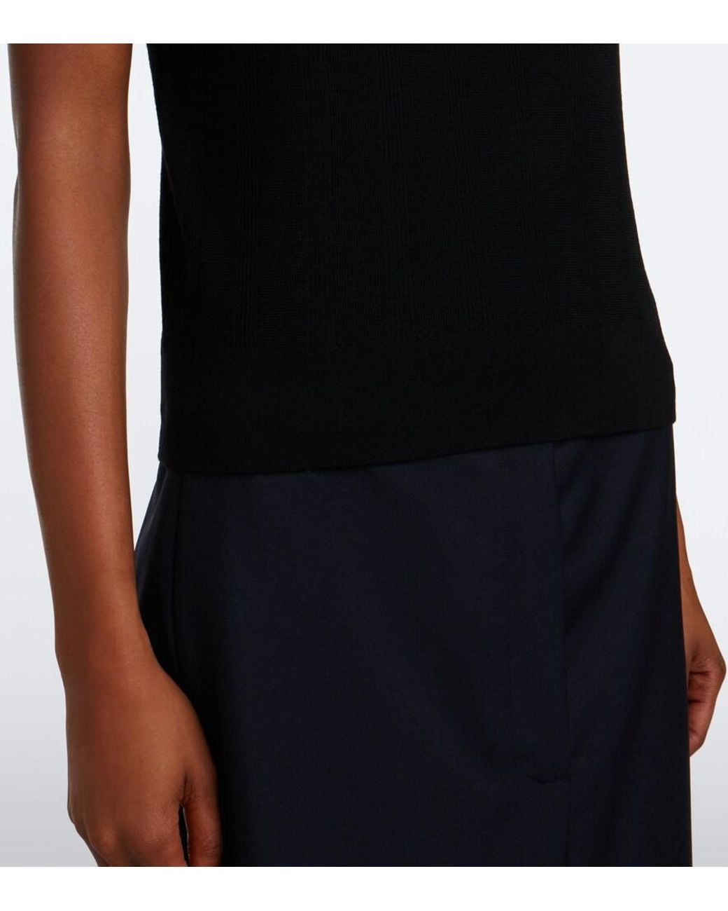Tory Burch Black Logo Wool Polo Sweater