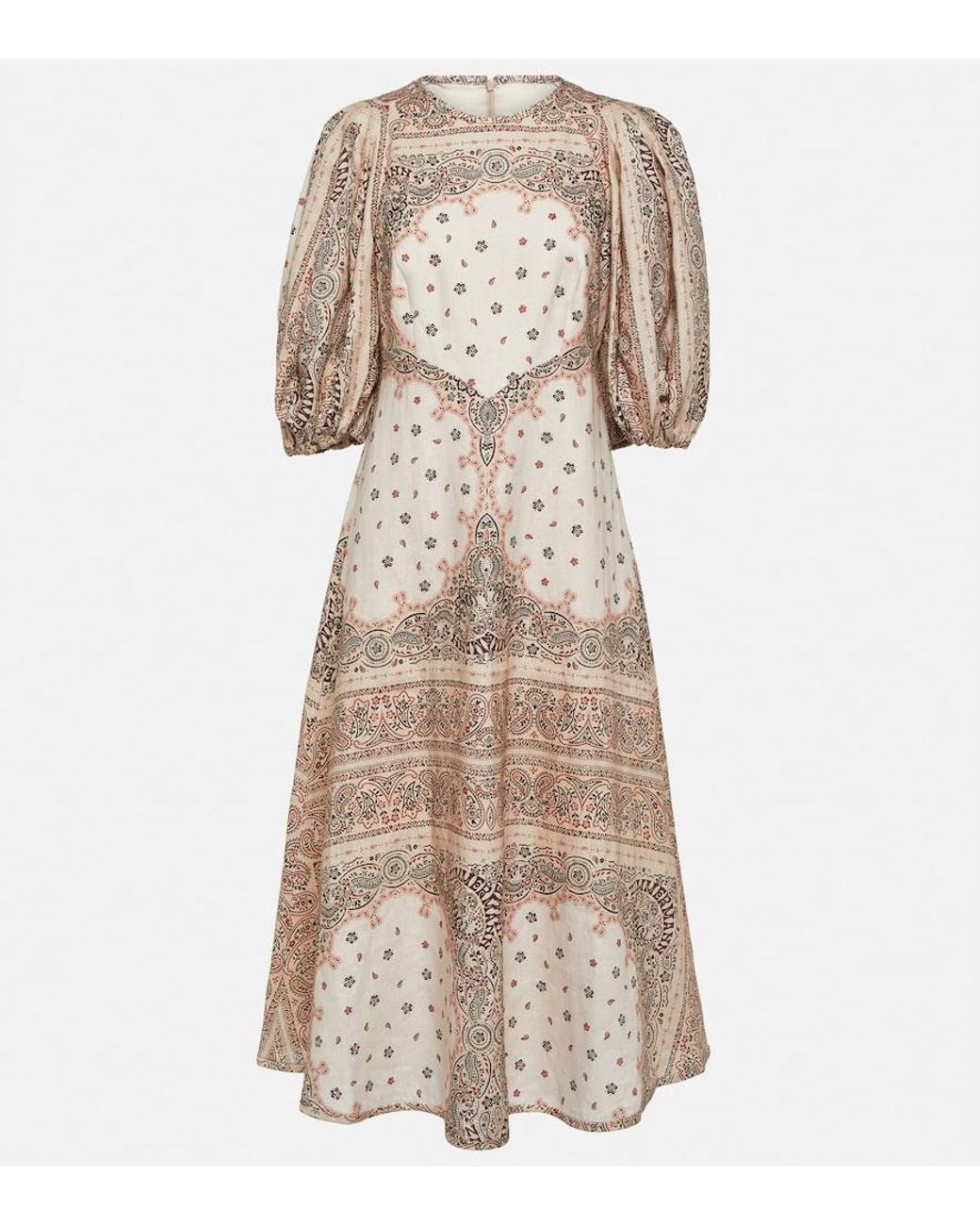 Zimmermann Natural Day Bandana Linen Midi Dress