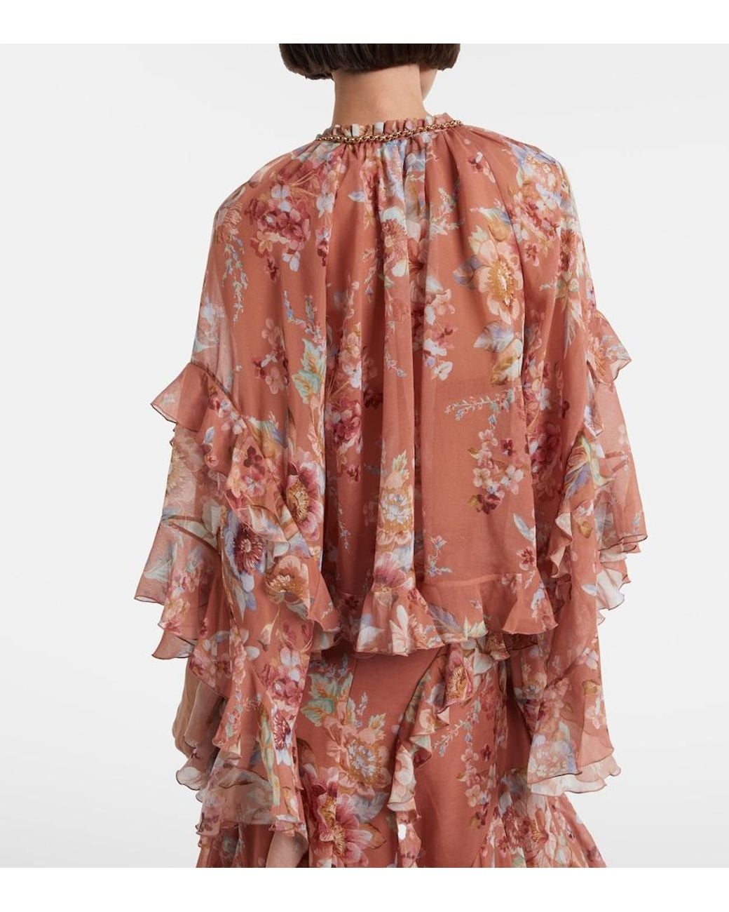 Zimmermann Red Awaken Floral Cotton And Silk Blouse