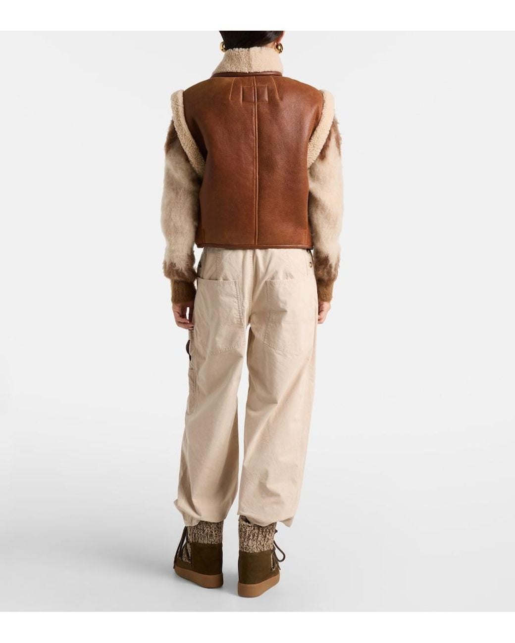 Isabel Marant Brown Alime Shearling-Trimmed Leather Vest