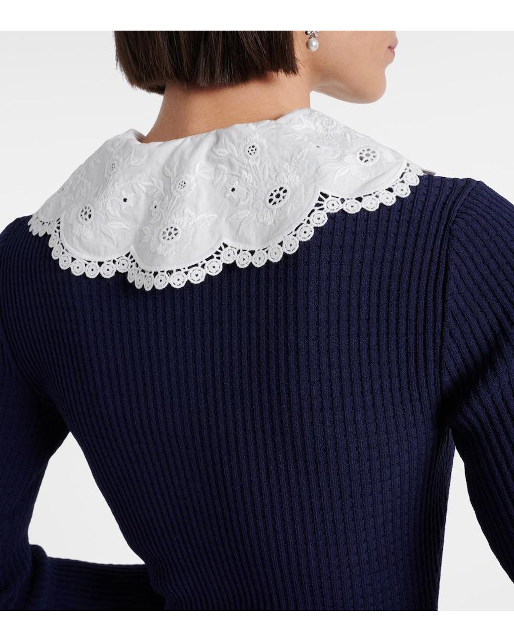 Self-Portrait Blue Waffle-Knit Minidress
