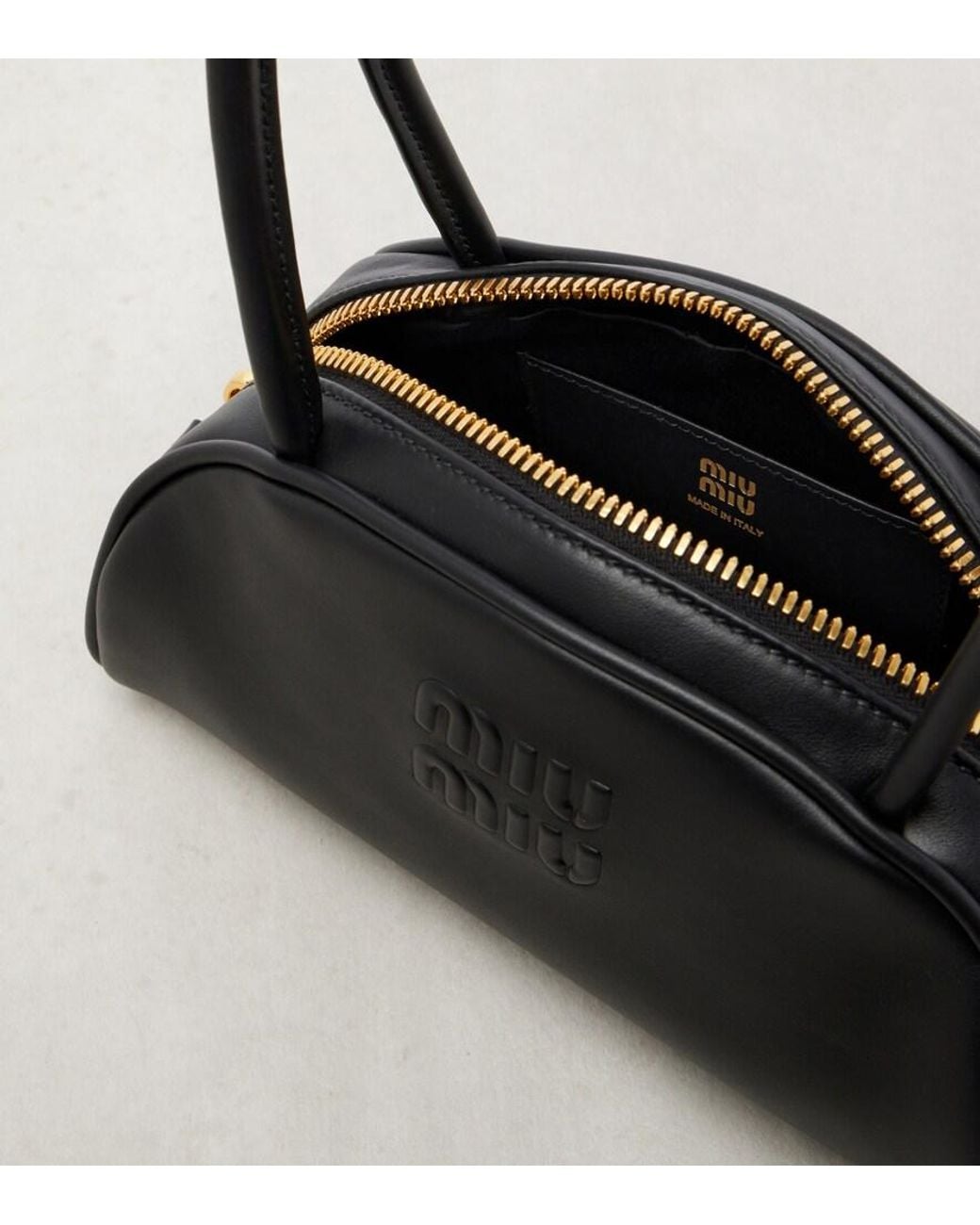Miu Miu Black Beau Small Leather Bowling Bag