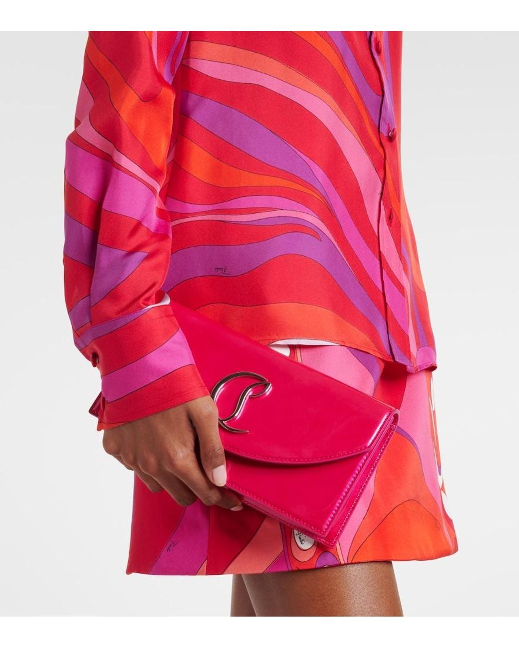 Christian Louboutin Pink Loubi54 Patent Leather Clutch