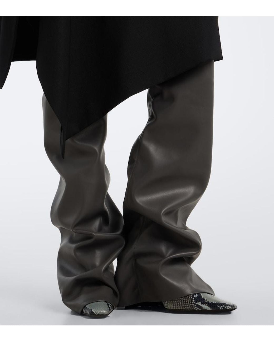 The Attico Black Robin Snake-Effect Over-The-Knee Boots