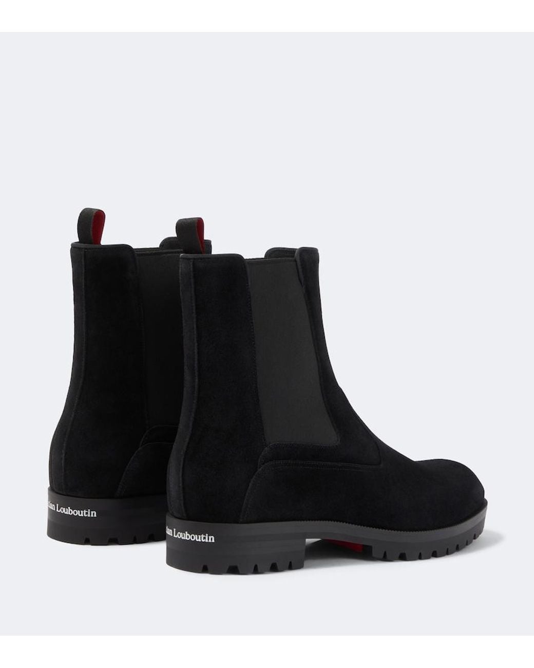 Christian Louboutin Black Cavernos Suede Chelsea Boots for men