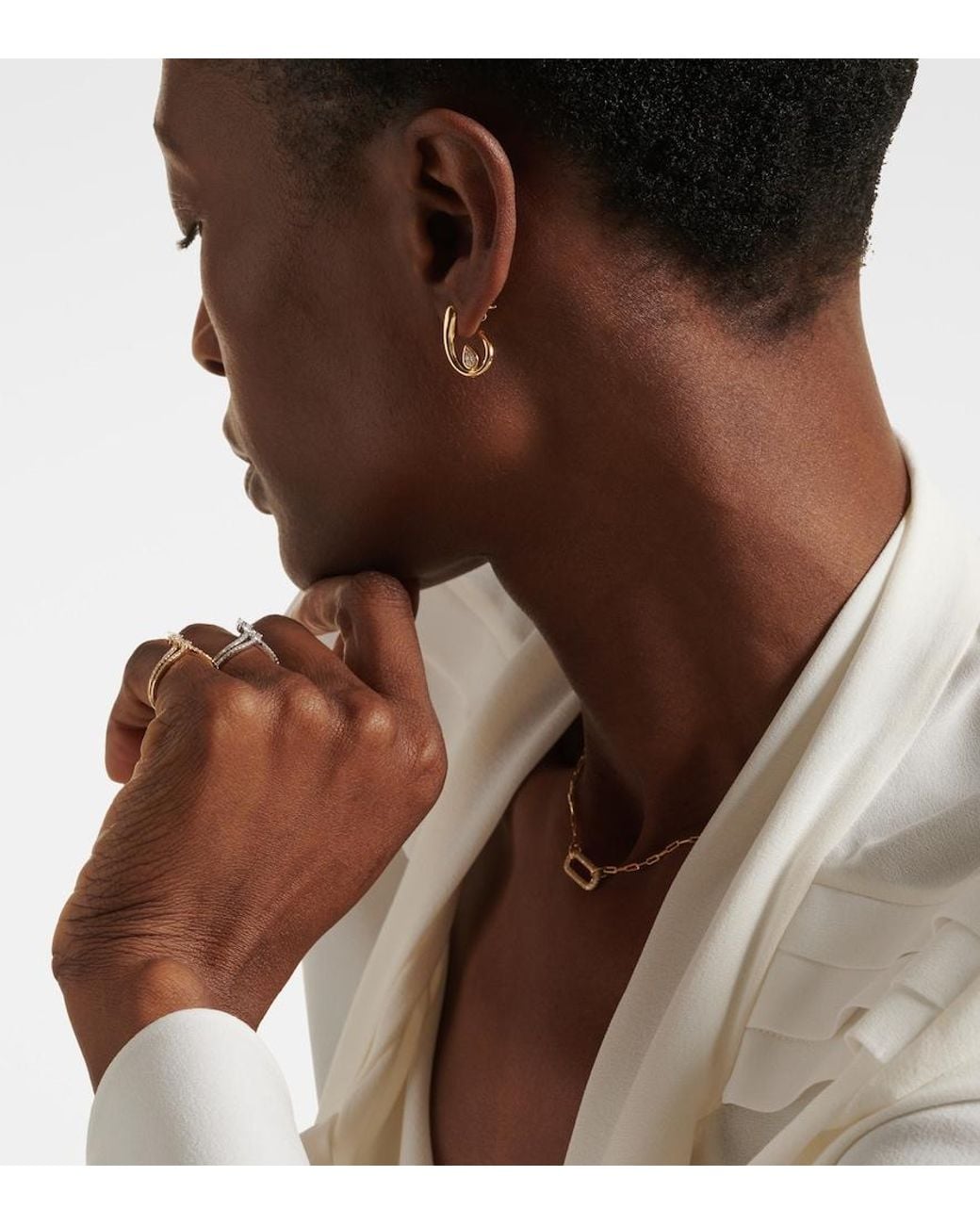 SHAY Metallic 18Kt Earrings With Diamonds