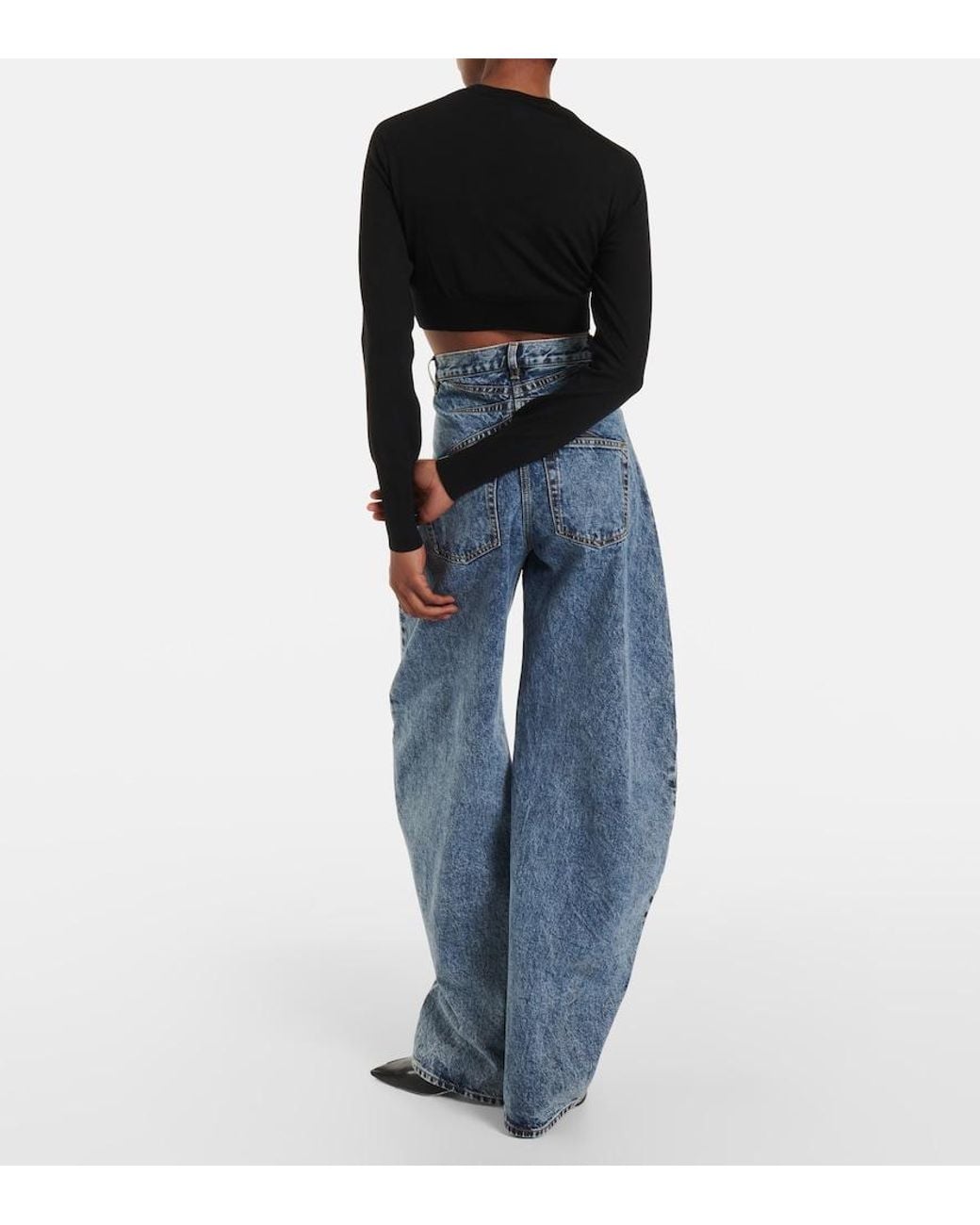 Alaïa Black Cropped Wool-Blend Cardigan