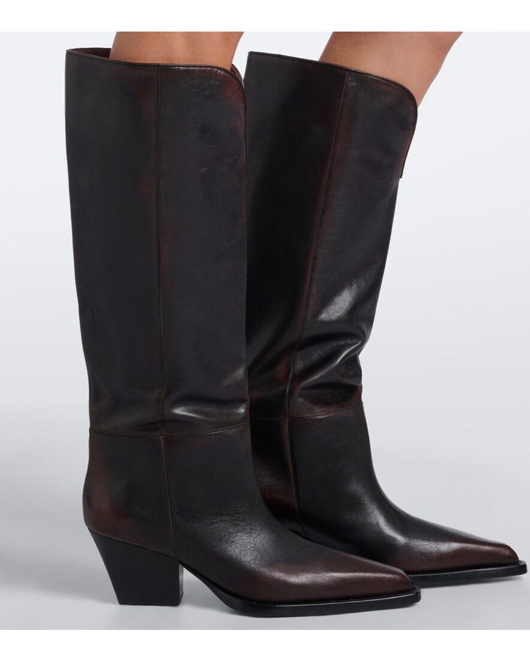 Paris Texas Black Jane Leather Knee-High Boots