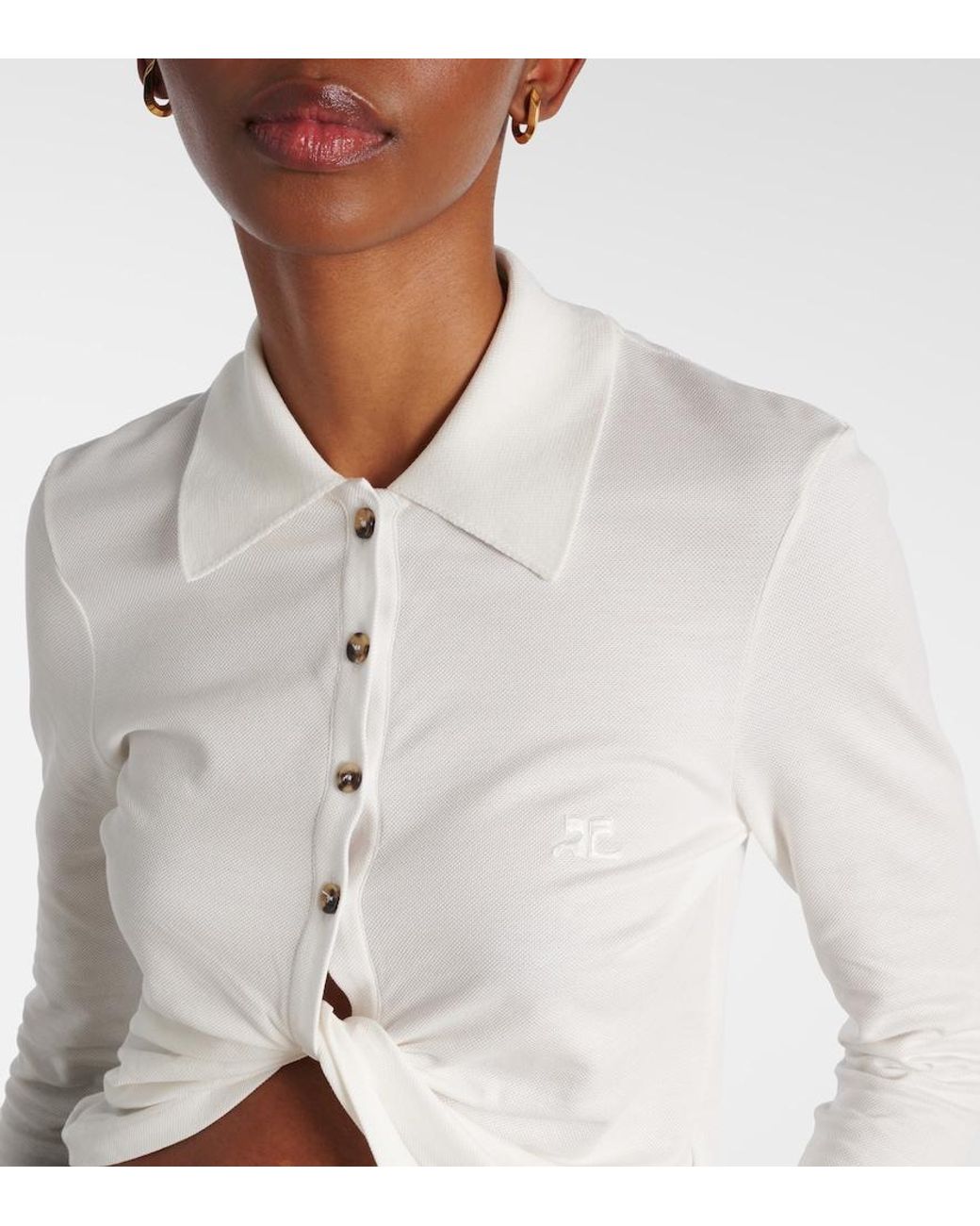 Camisa Cropped De Algodon Courreges de color White