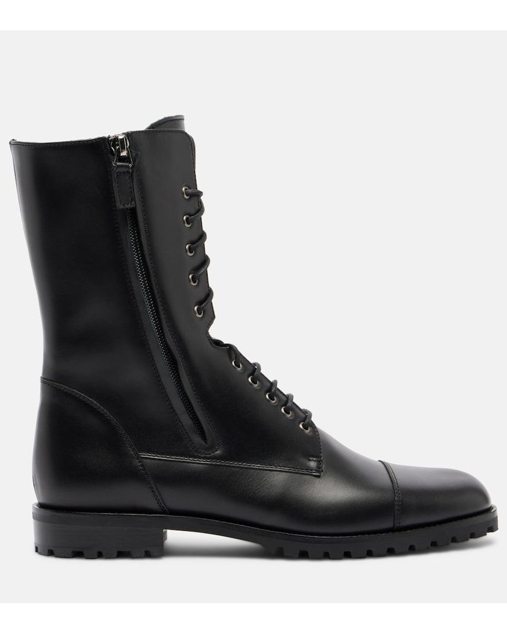 Manolo Blahnik Black Lugata Leather Combat Boots