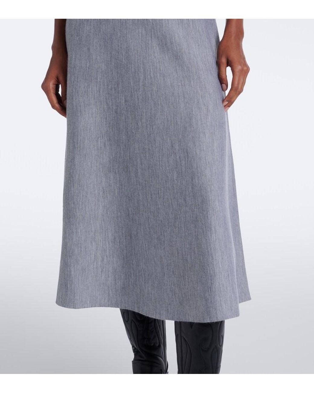 Gabriela Hearst Gray Vivia Wool, Silk, And Cashmere Midi Dress