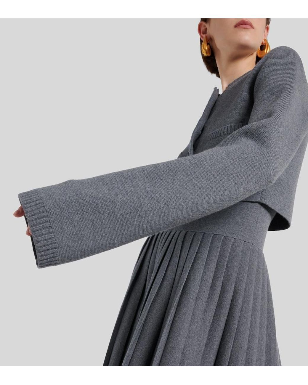 Khaite Gray Ello Cropped Wool-Blend Jacket