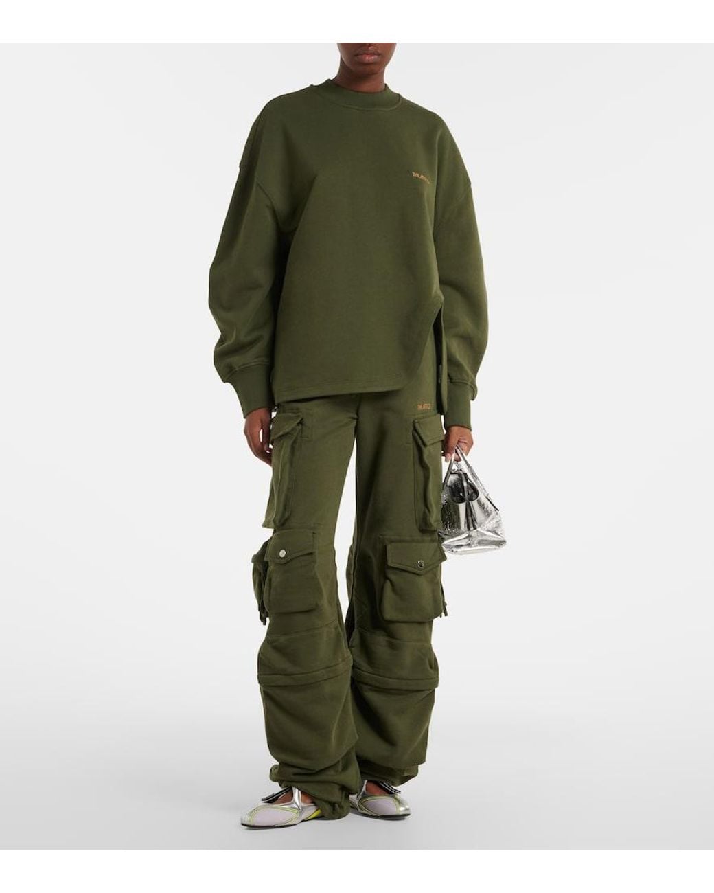 The Attico Green Oversized Cotton Jersey Sweatshirt