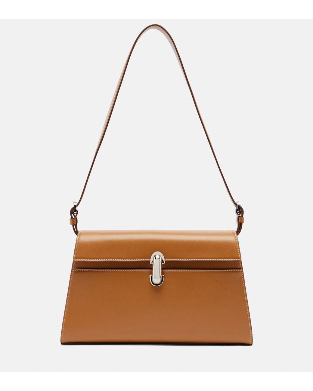 SAVETTE Brown Symmetry Leather Shoulder Bag