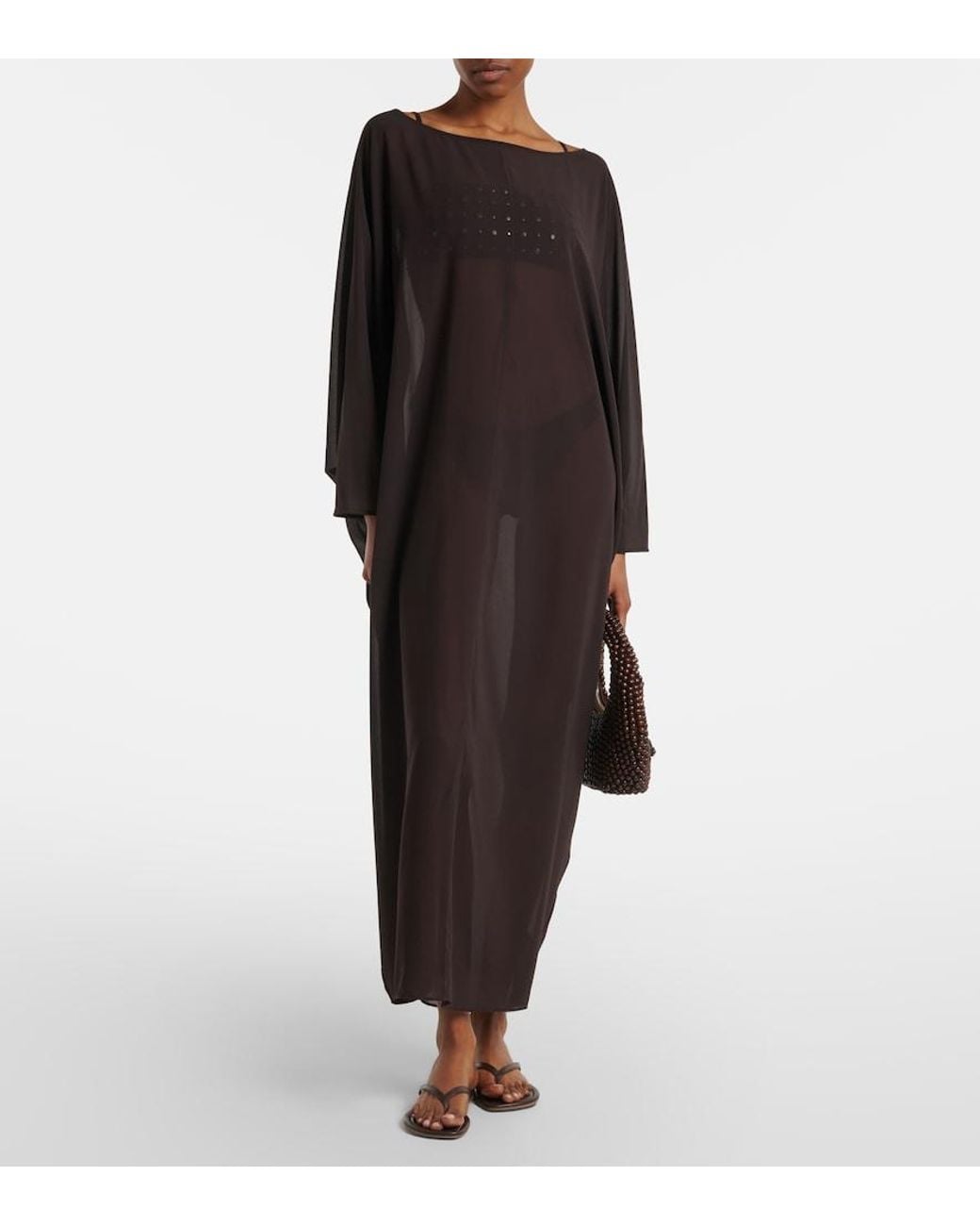 Staud Black Nour Chiffon Beach Dress