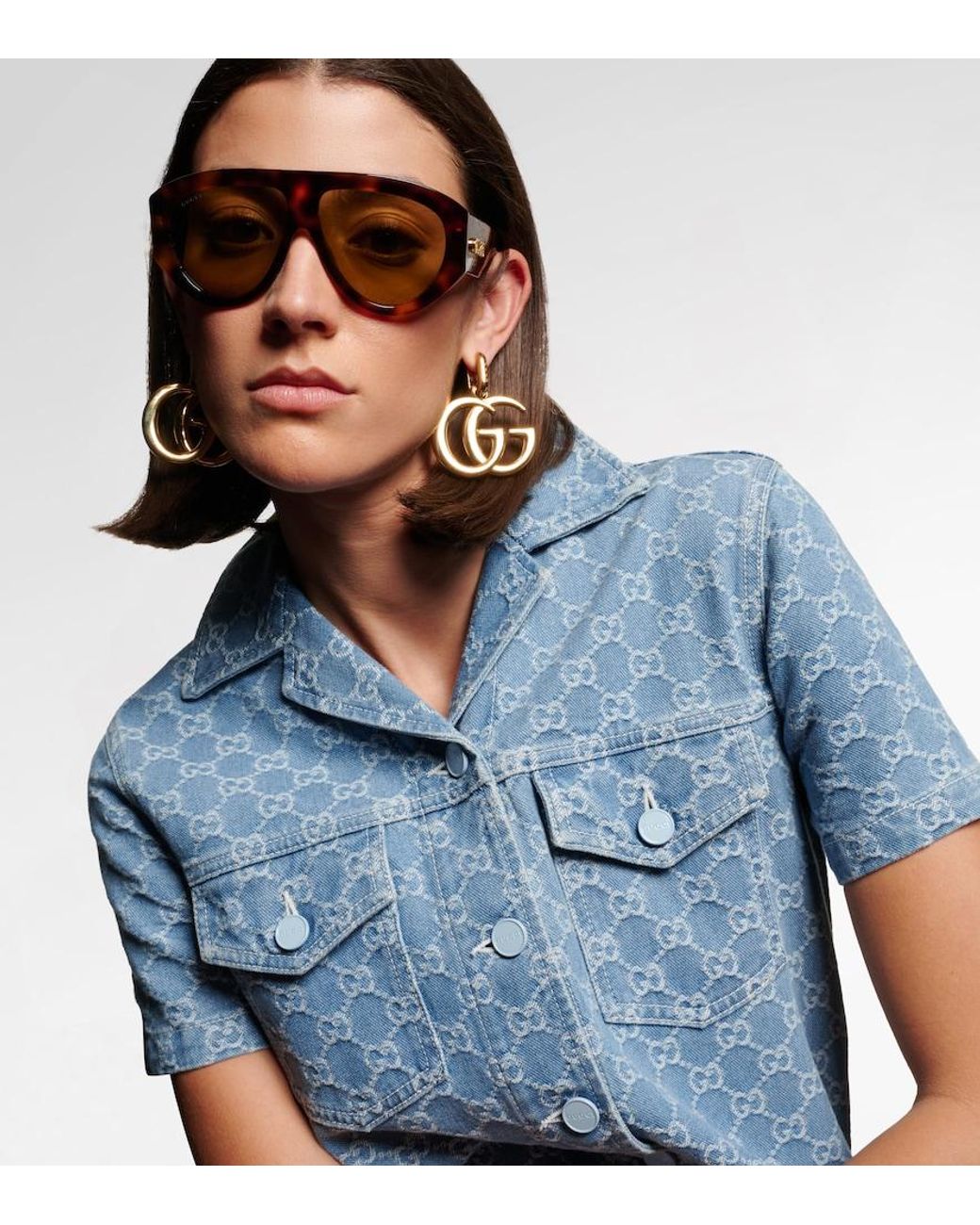 Gucci Brown Signoria Shield Sunglasses