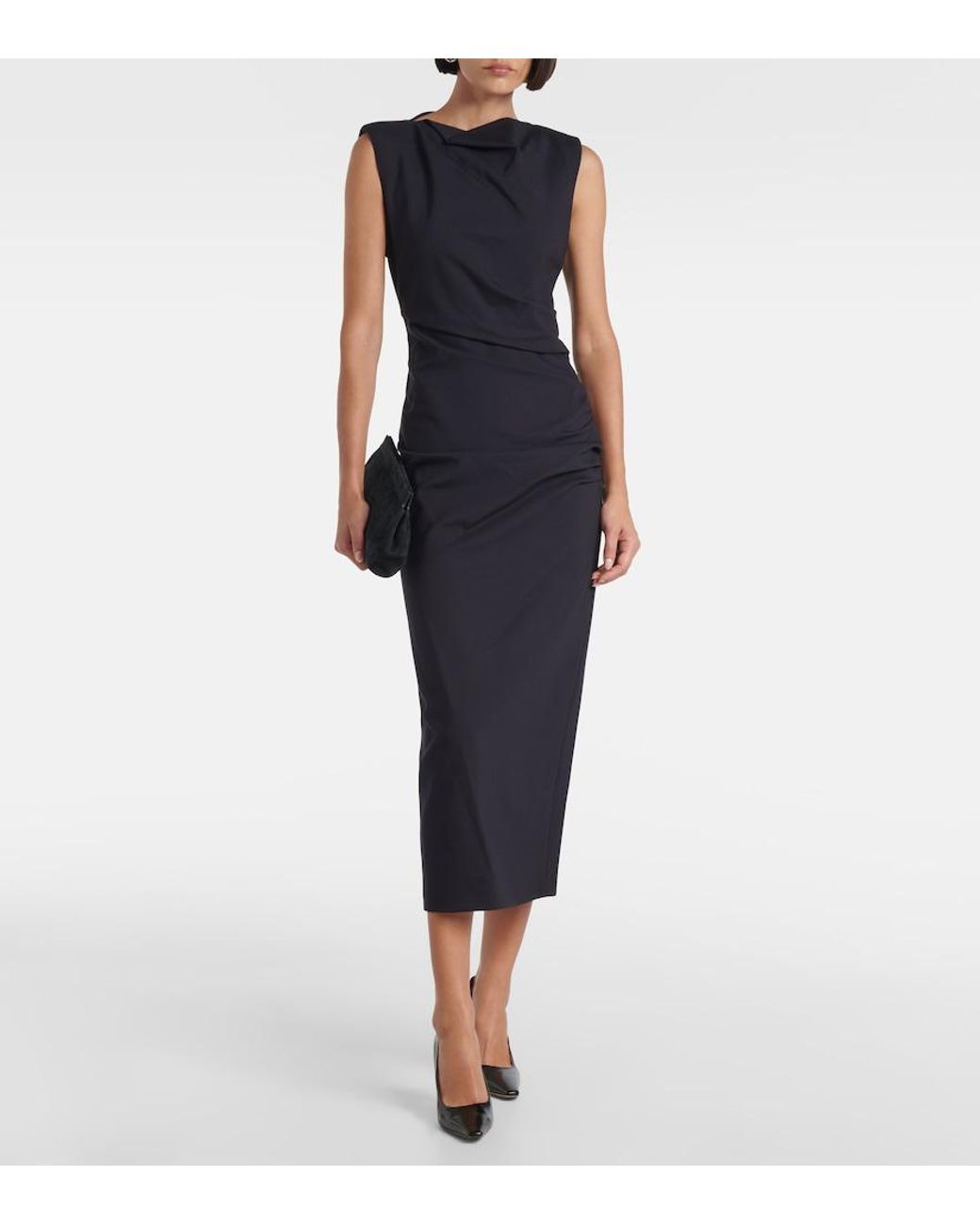 Dorothee Schumacher Blue Emotional Essence Draped Midi Dress