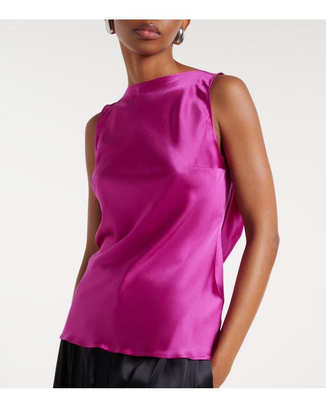 Nina Ricci Pink Open-Back Silk-Blend Satin Top