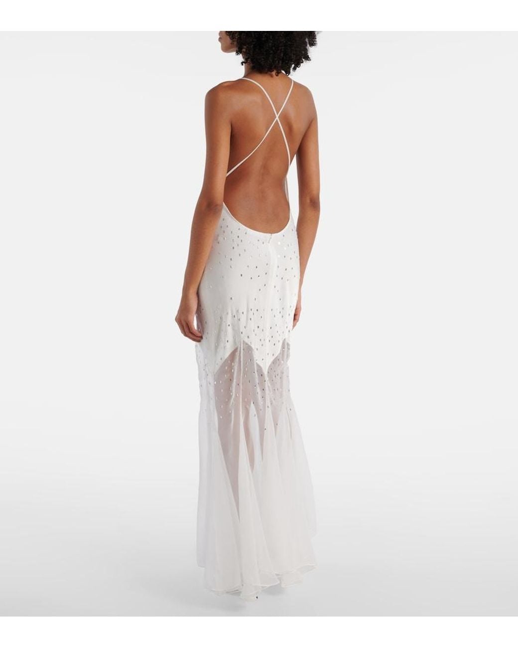 Rabanne White Embellished Sheer Gown