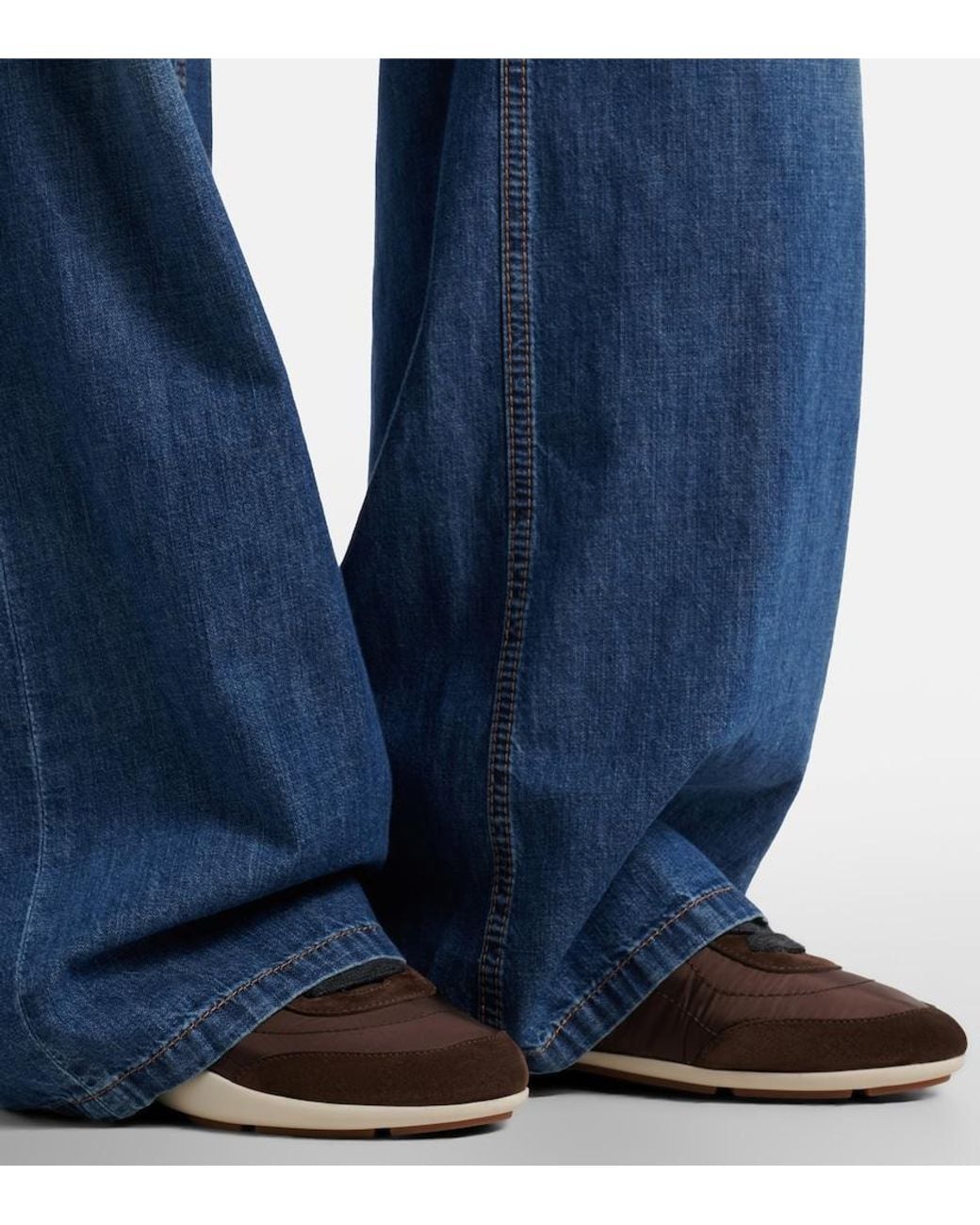 Brunello Cucinelli Brown Monili Suede-Trimmed Sneakers