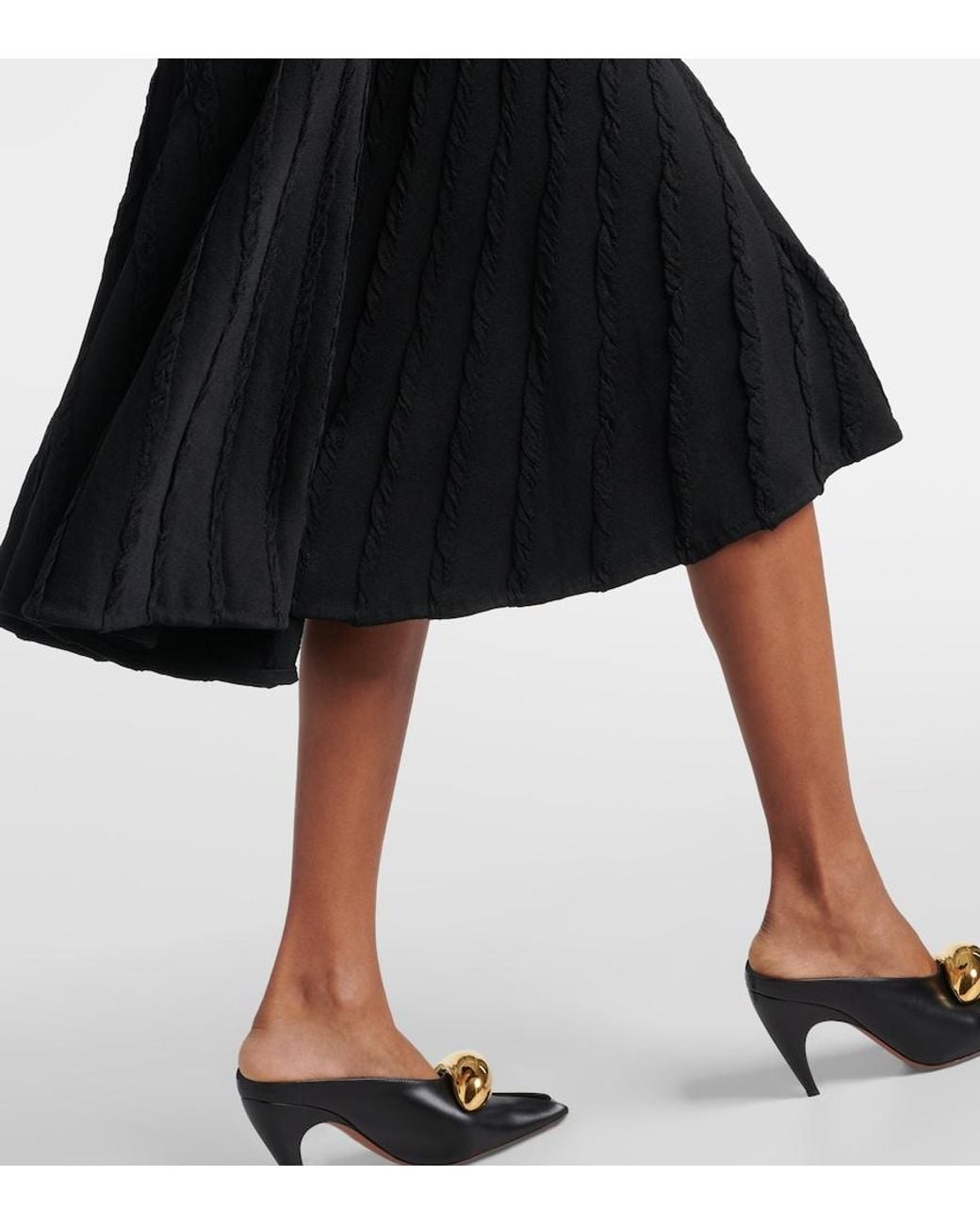 Alaïa Black Gathered Midi Dress