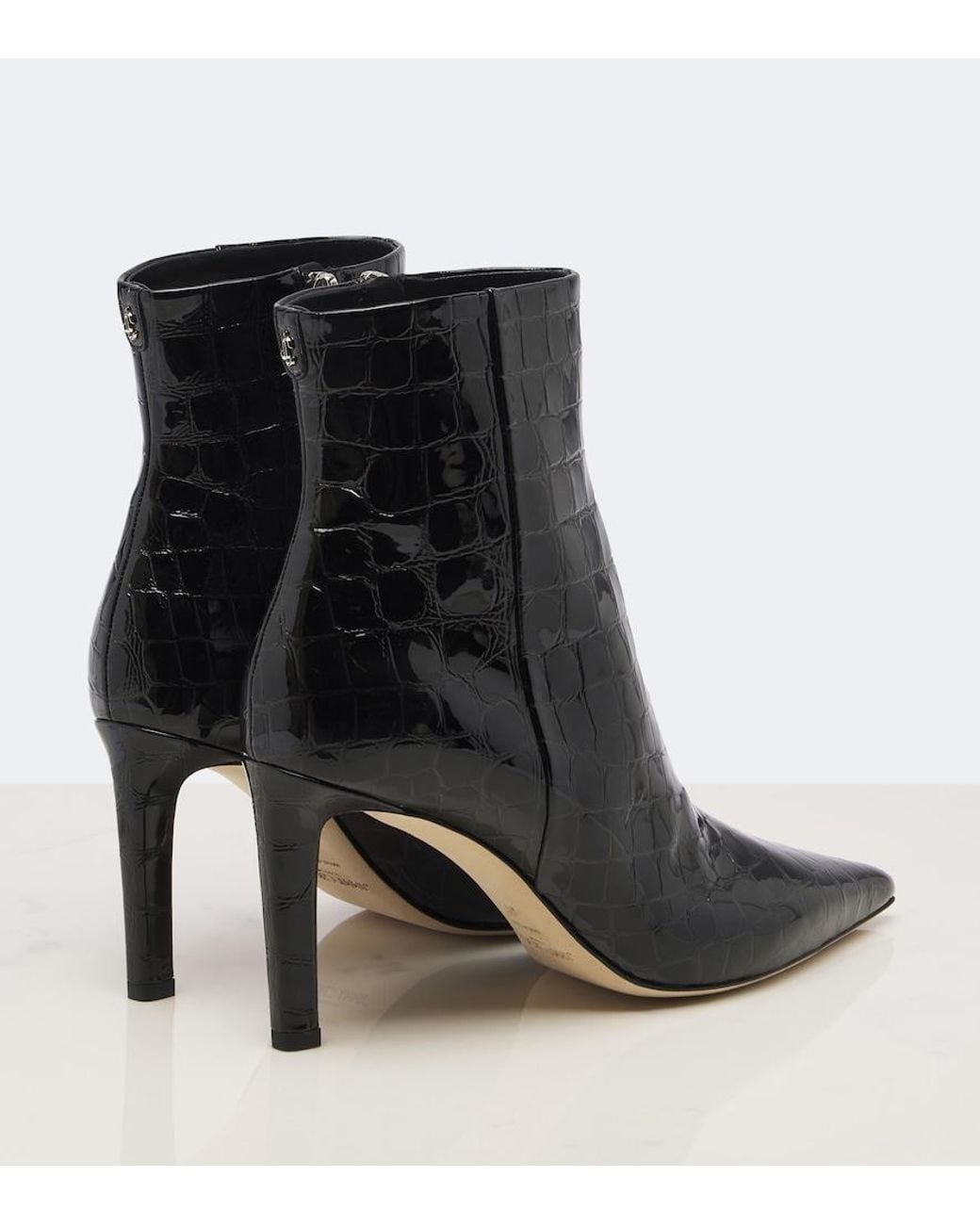 Jimmy Choo Black Frankie Croc-Effect Leather Ankle Boots