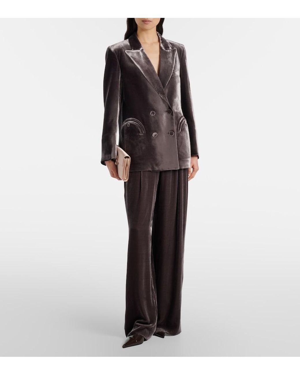 Blazé Milano Black Everynight Double-Breasted Velvet Blazer
