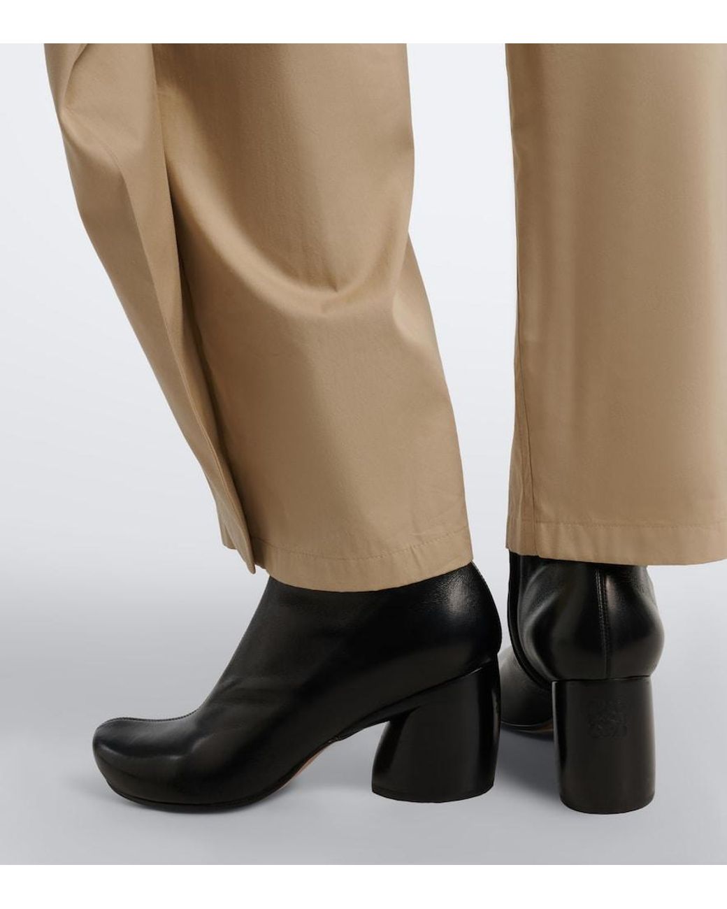 Loewe Black Oval Leather Ankle Boots