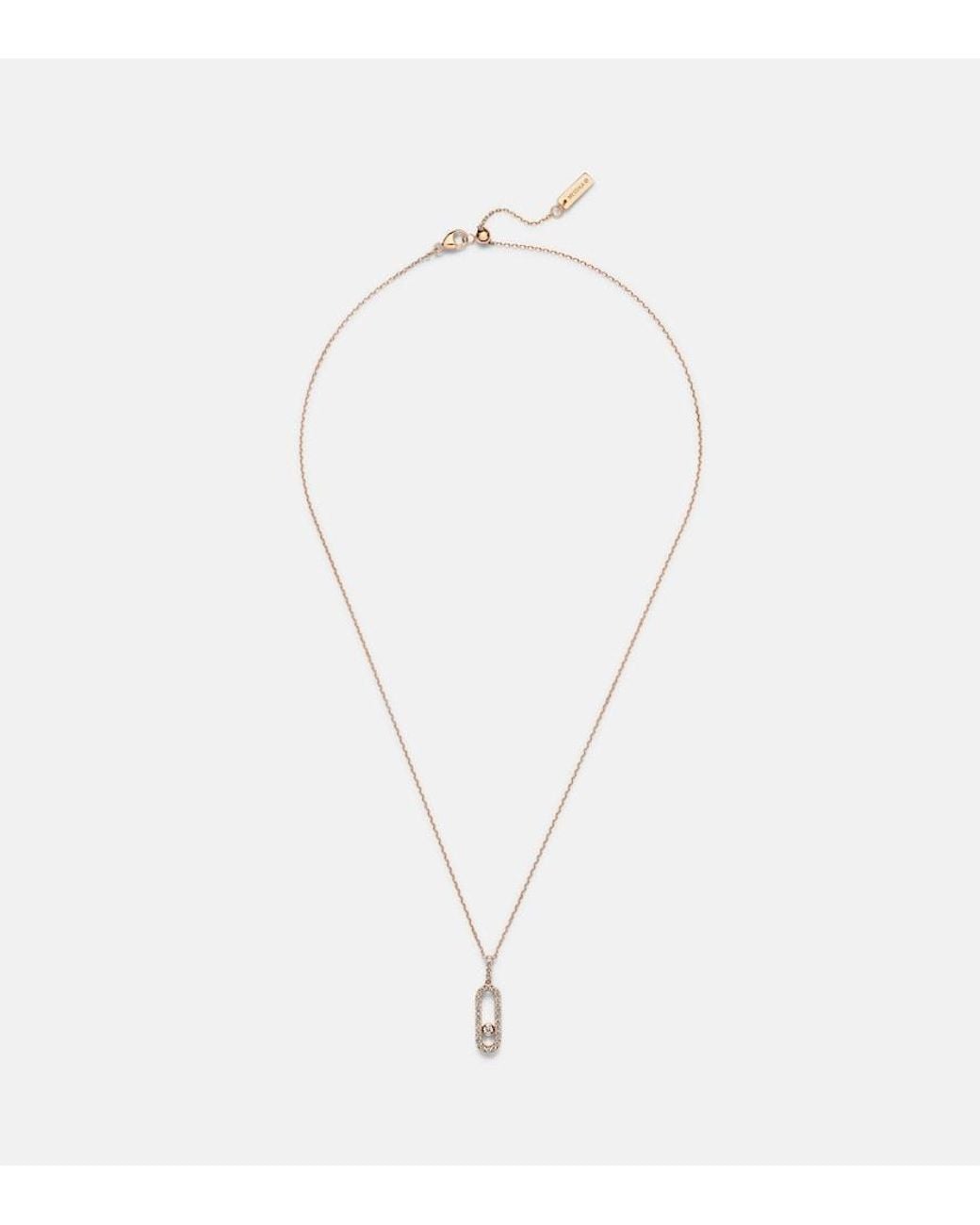 Messika White Move Uno Large 18Kt Rose Necklace With Diamonds