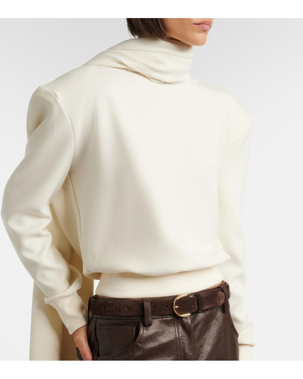 Magda Butrym White Draped Scarf-Detail Sweatshirt