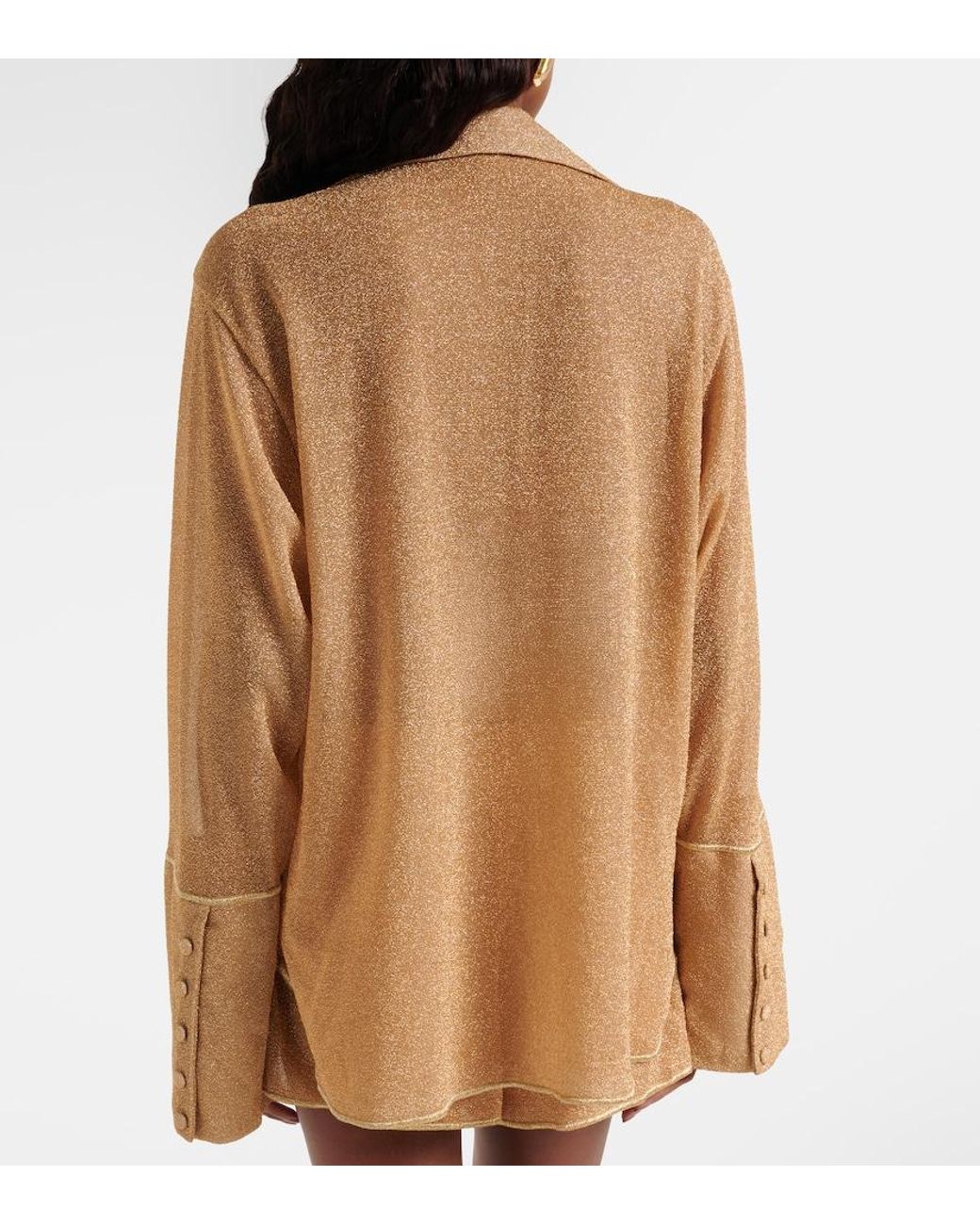 Oseree Brown Lumiere Lame Shirt