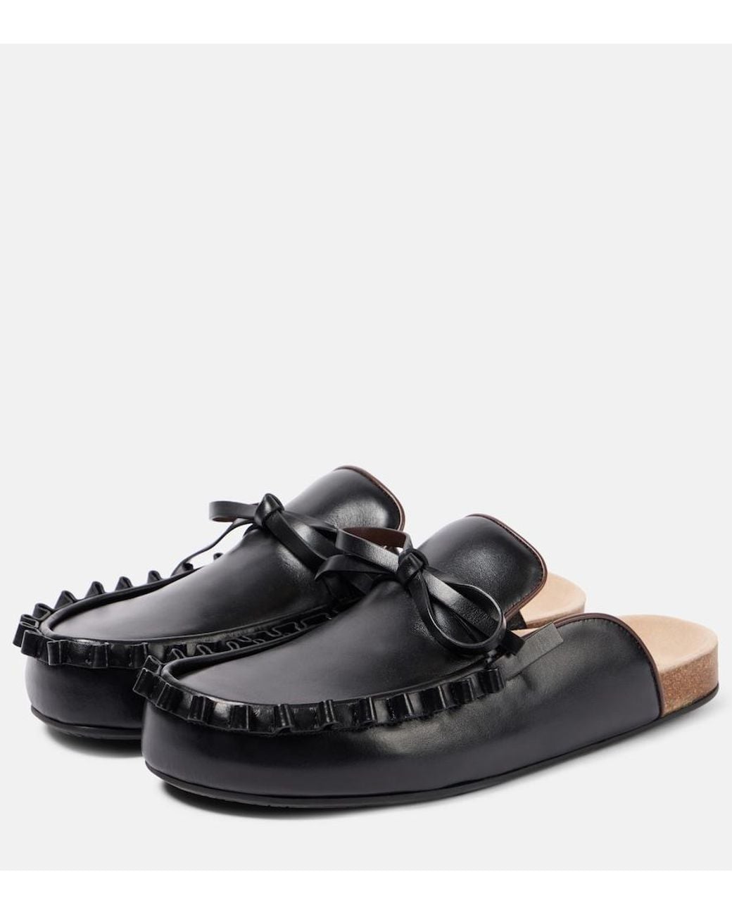 J.W. Anderson Black Ruffled Leather Mules