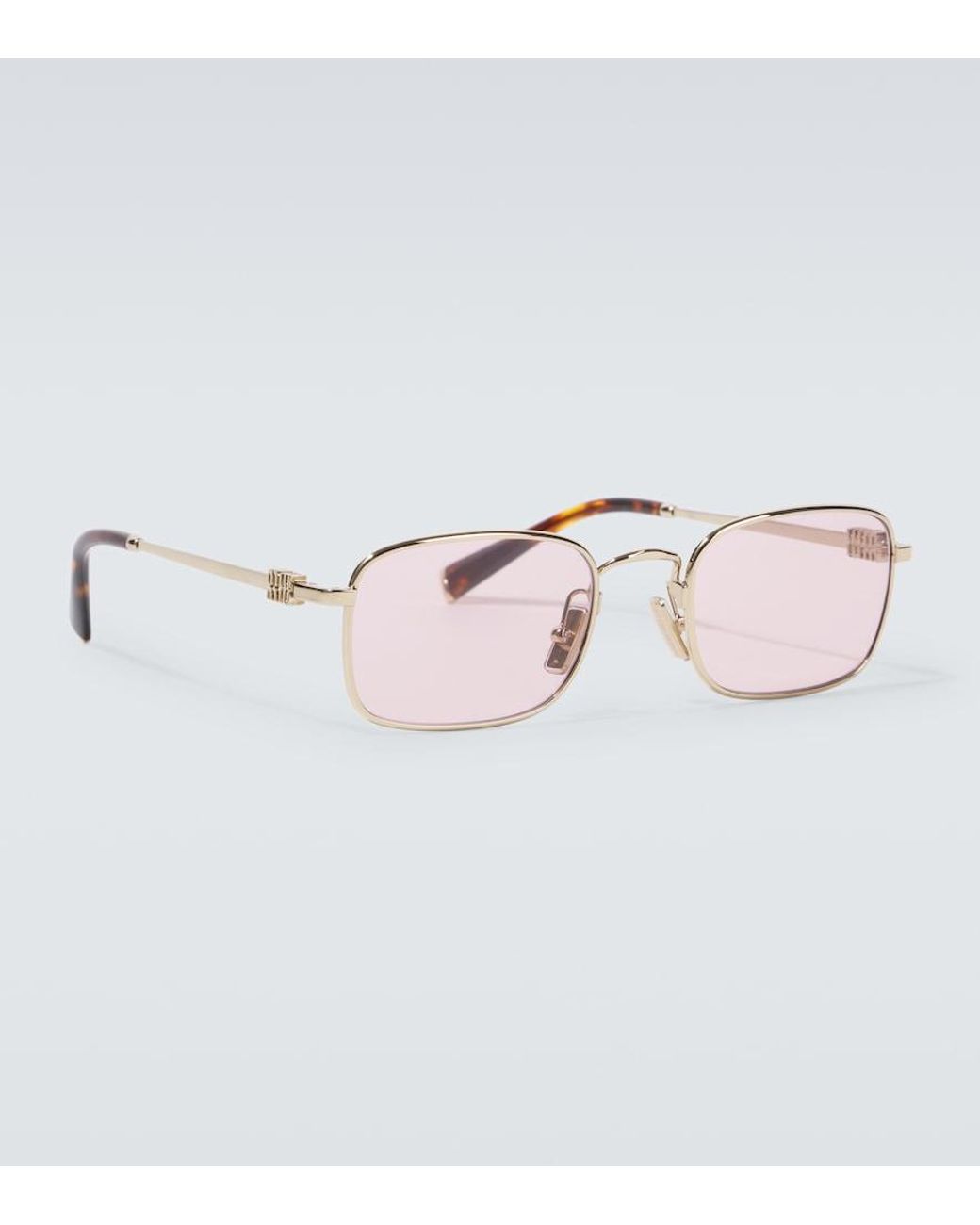 Miu Miu Pink Rectangular Sunglasses for men